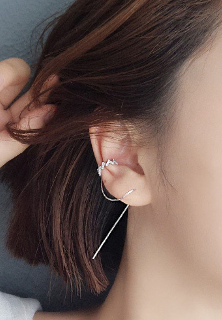 Imitation of diamond wavy ear clip with earrings earrings