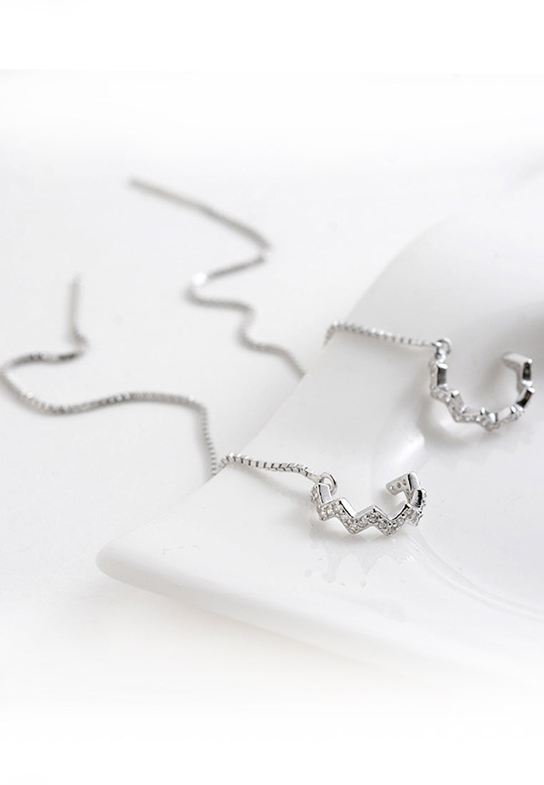 Imitation of diamond wavy ear clip with earrings earrings