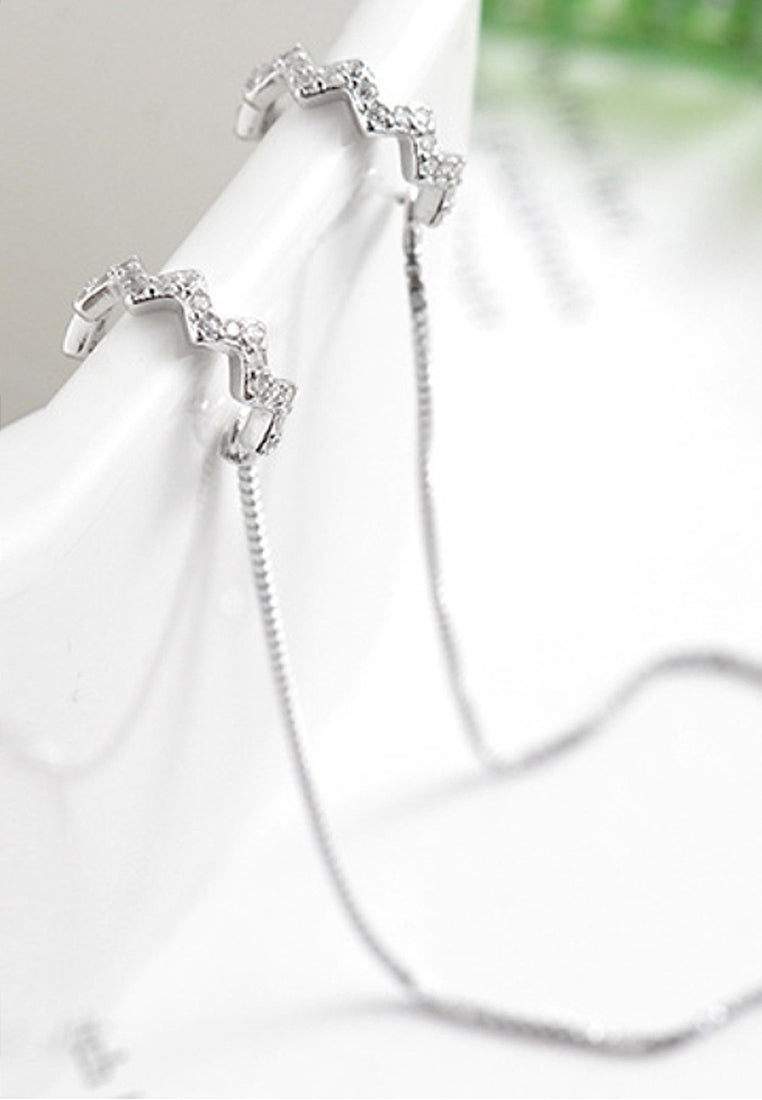 Imitation of diamond wavy ear clip with earrings earrings