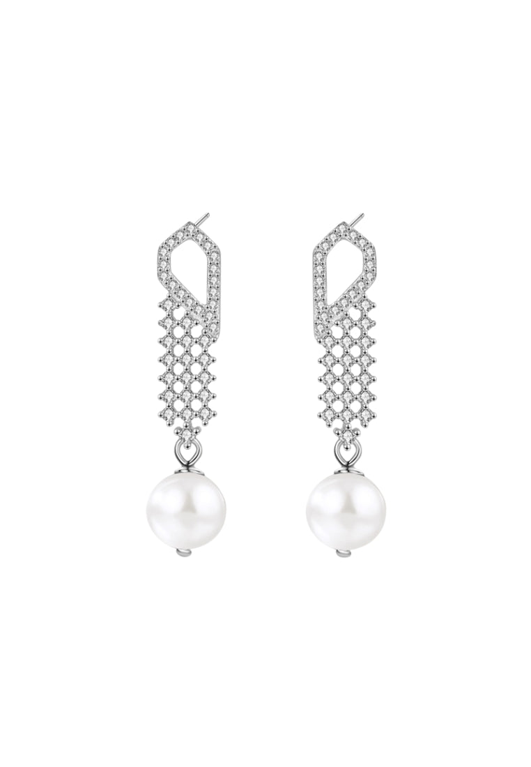 S925 Silver Baroque Pearl Stud Earrings for Women with Luxury Design and Full Diamond Tassel, French Styled