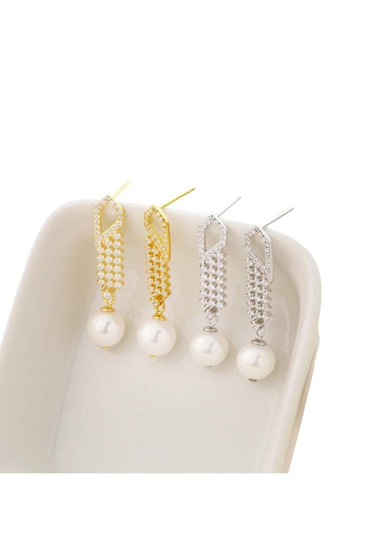 S925 Silver Baroque Pearl Stud Earrings for Women with Luxury Design and Full Diamond Tassel, French Styled