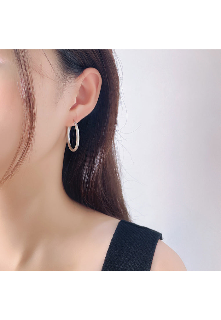 S925 sterling silver earrings for women, design texture matte circle earrings, personality highend earrings