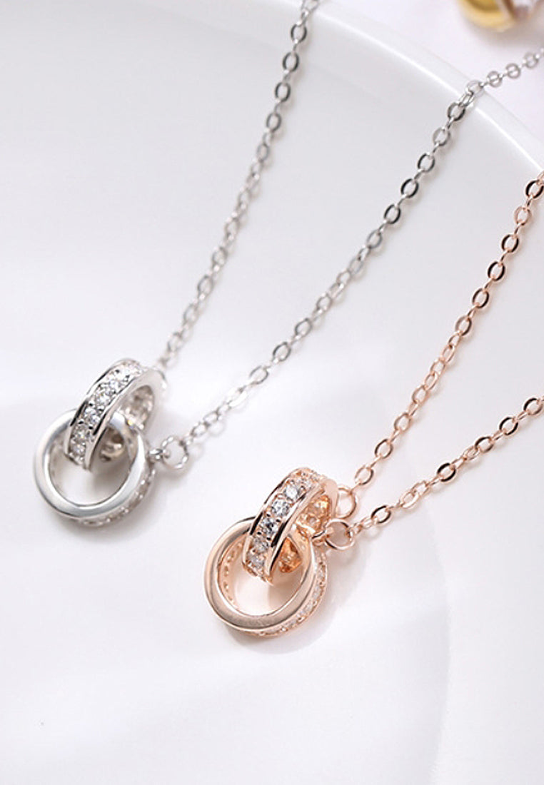 Simple Double -Ring Pendant Necklace