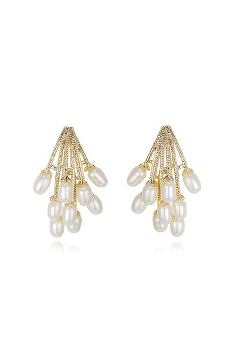 Peacock Feather Pearl Earrings