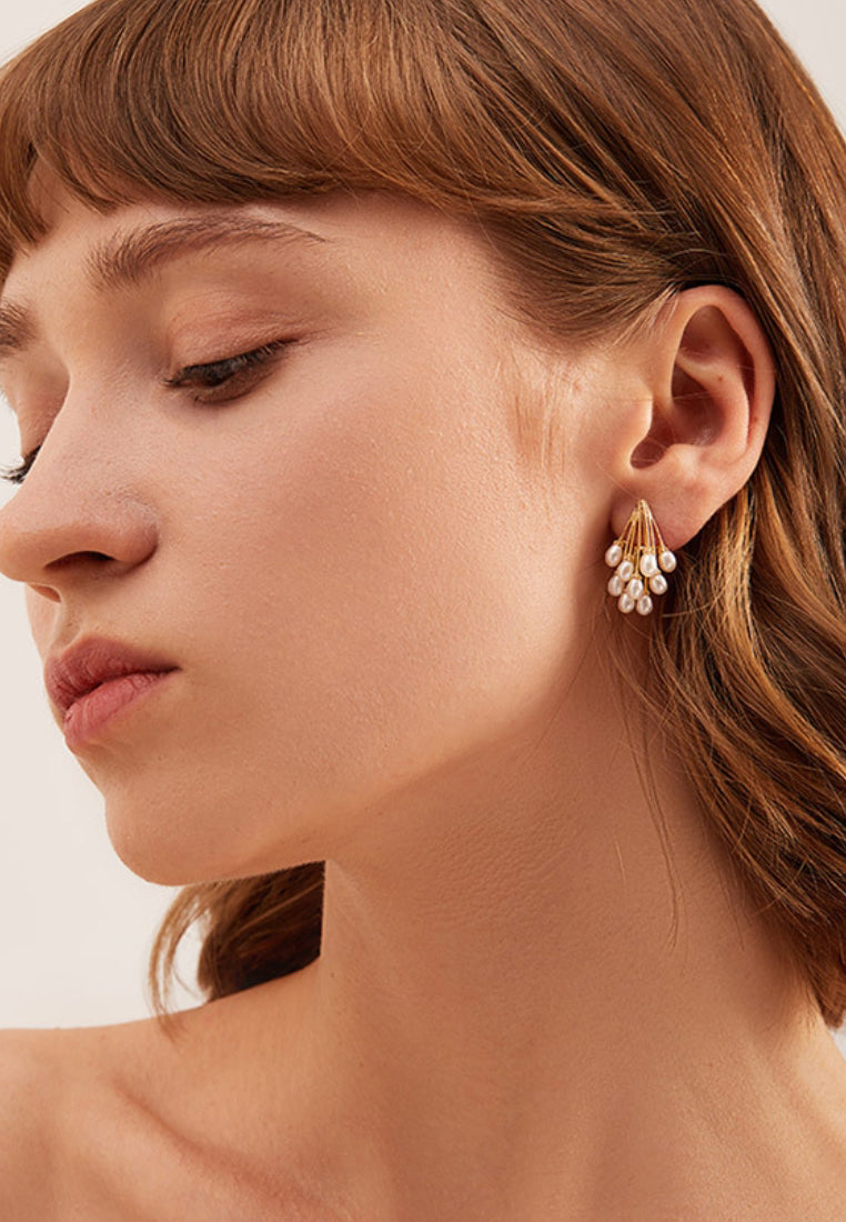 Peacock Feather Pearl Earrings