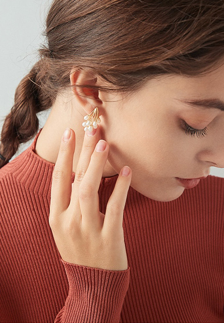 Peacock Feather Pearl Earrings