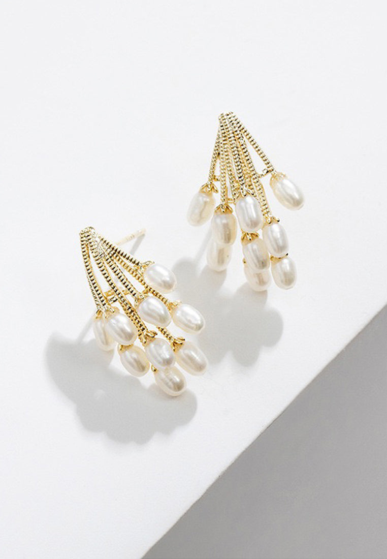 Peacock Feather Pearl Earrings