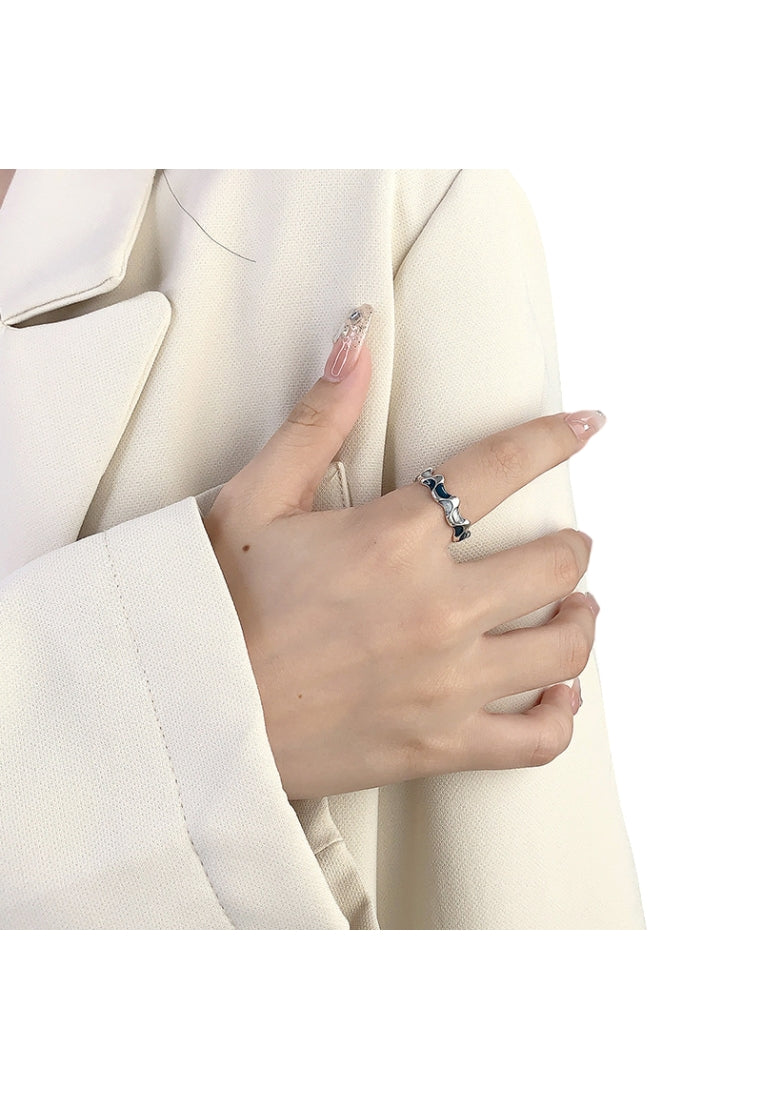 Rainbow Stone Open Silver Ring