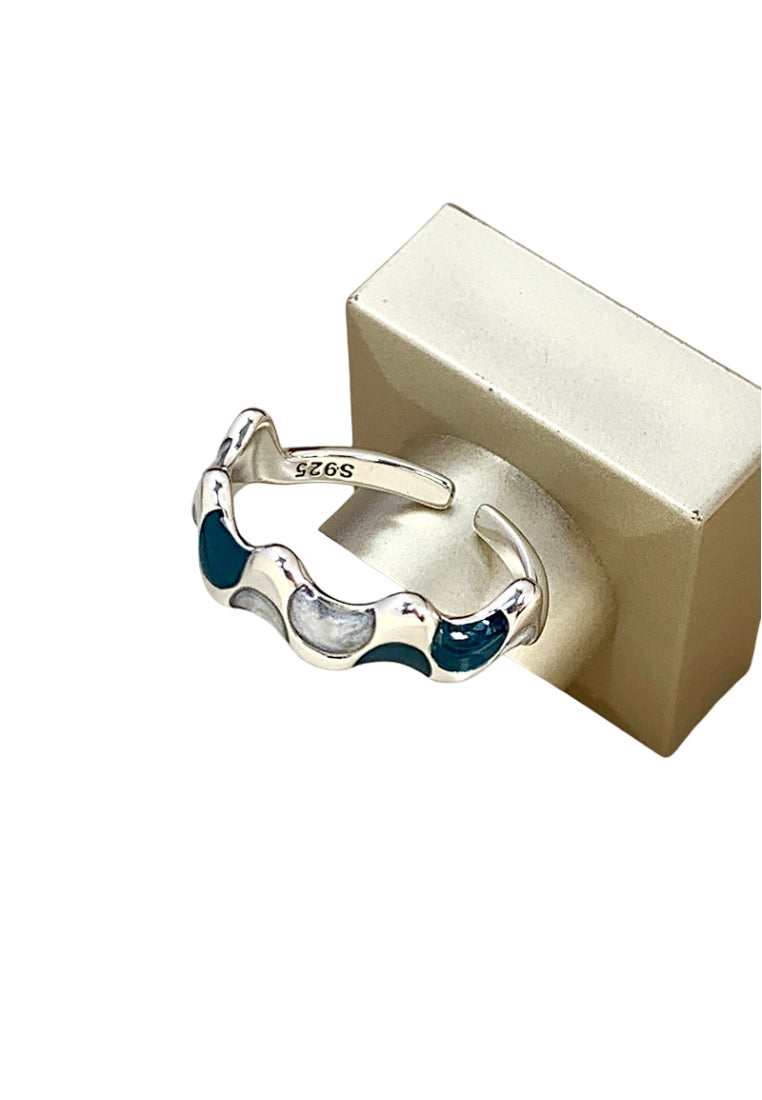 Rainbow Stone Open Silver Ring