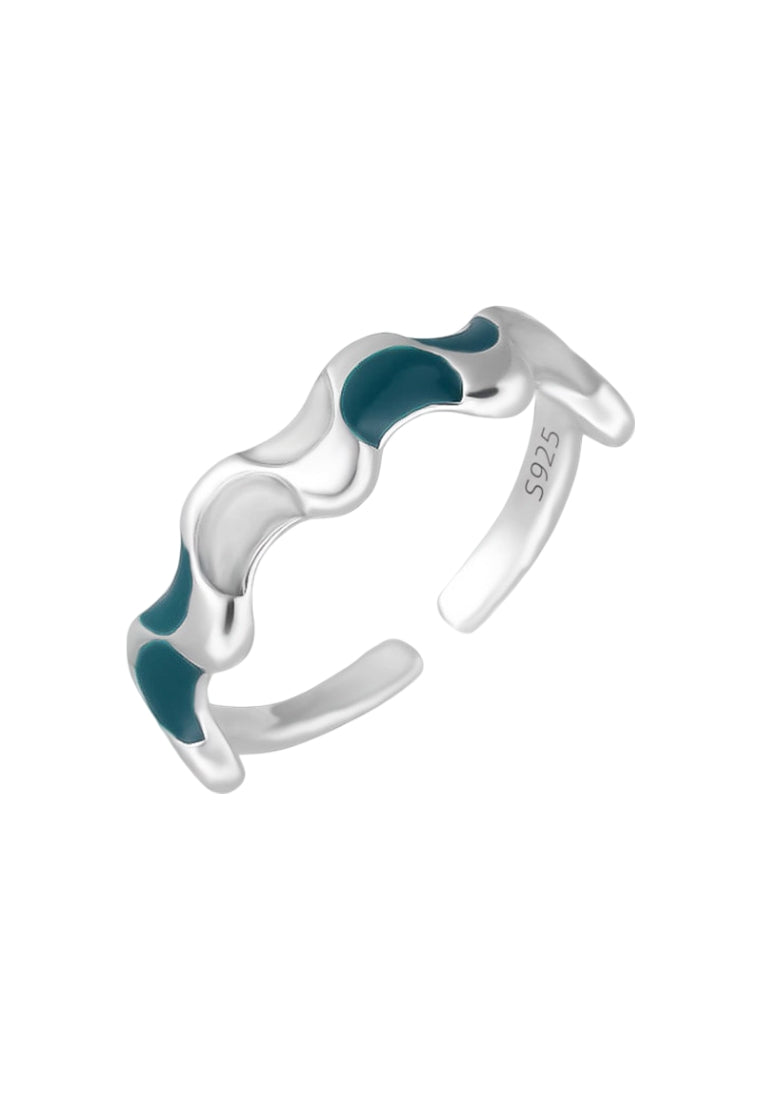 Rainbow Stone Open Silver Ring