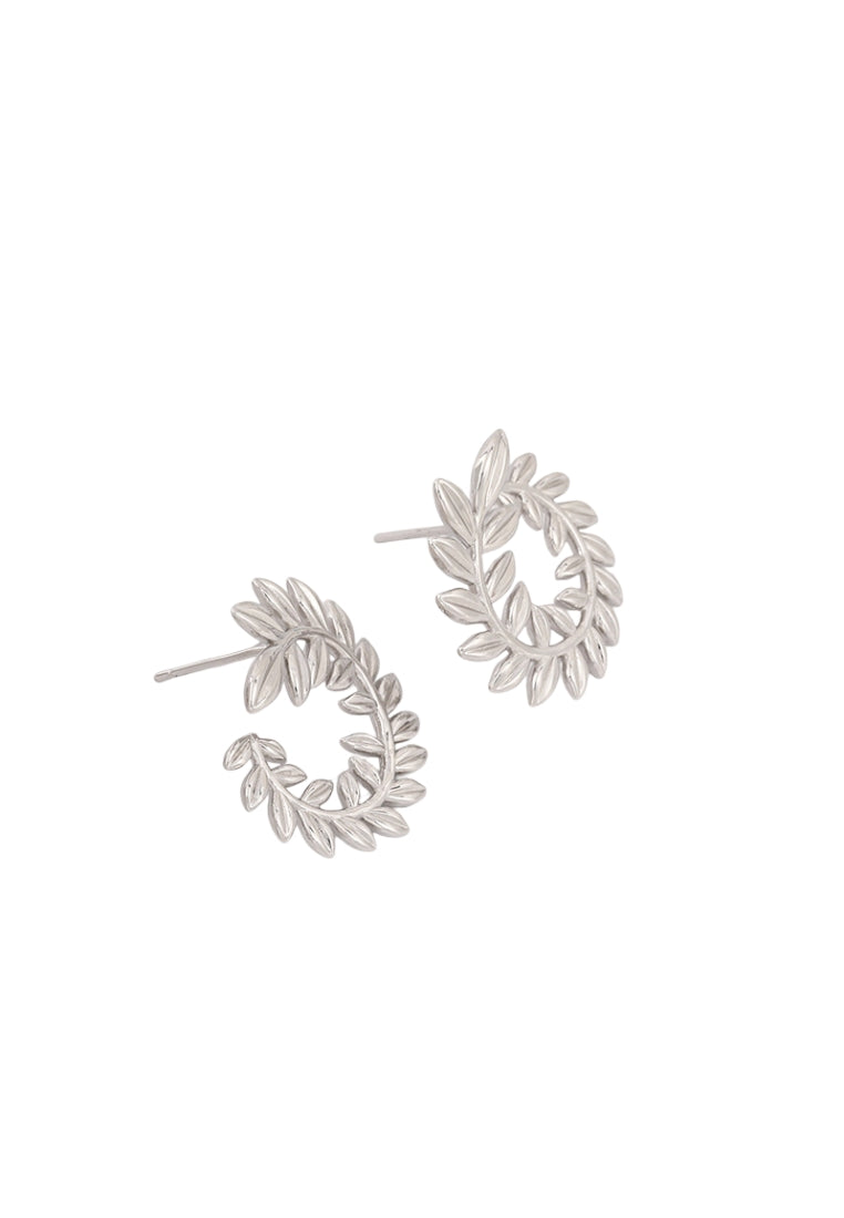 S925 silver creative design minimalist versatile leaf texture earrings for women