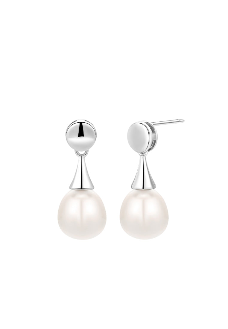 Vintage Classic Princess Styled S925 Silver Pearl Stud Earrings for Women with Fashionable Versatility and Cool Minimalist Water Drop Design