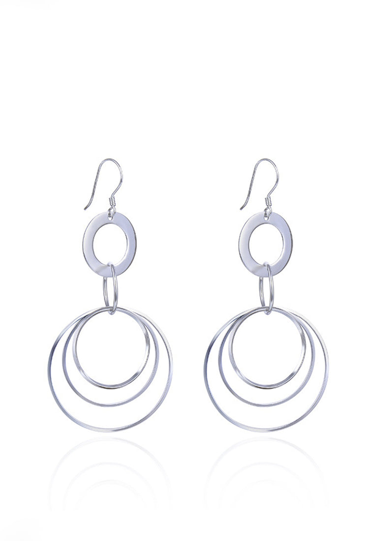 Polish Silver Rim -Shaped Earrings