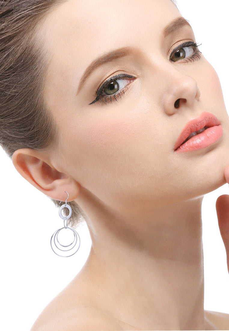 Polish Silver Rim -Shaped Earrings