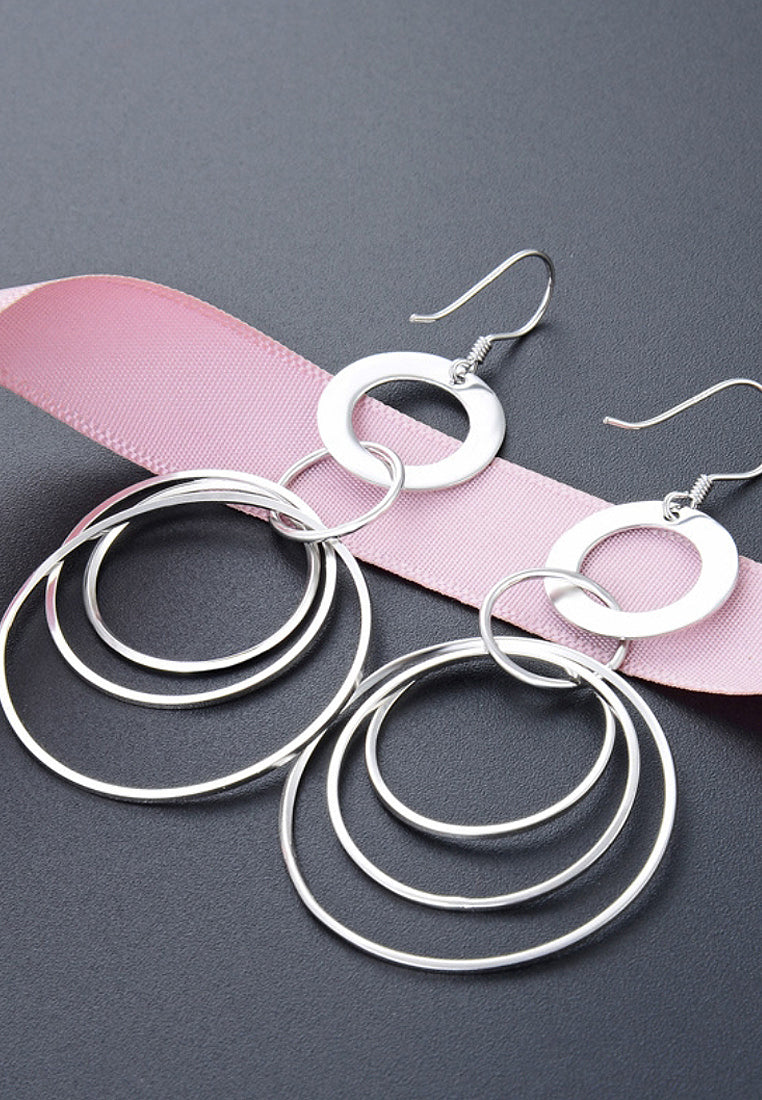 Polish Silver Rim -Shaped Earrings