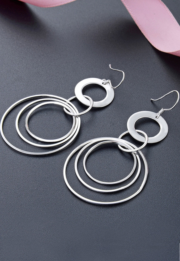 Polish Silver Rim -Shaped Earrings