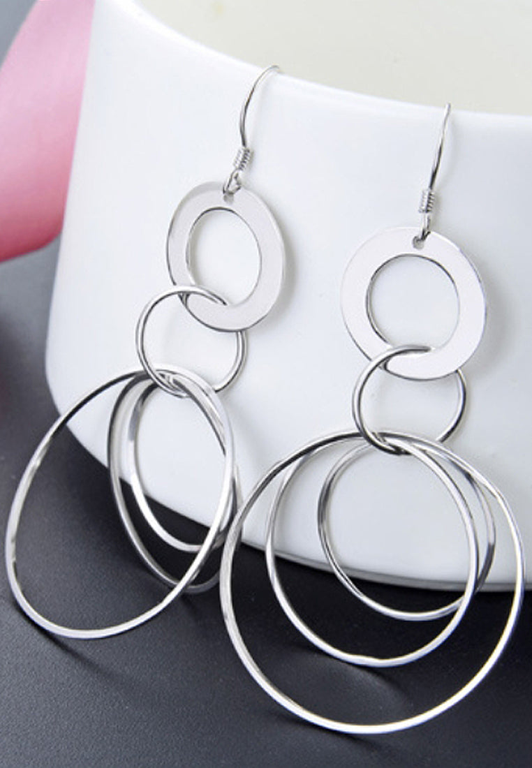 Polish Silver Rim -Shaped Earrings