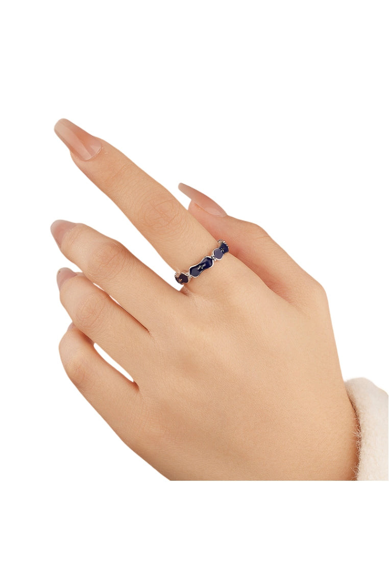 Rainbow Cross Adjustable 925 Silver Ring