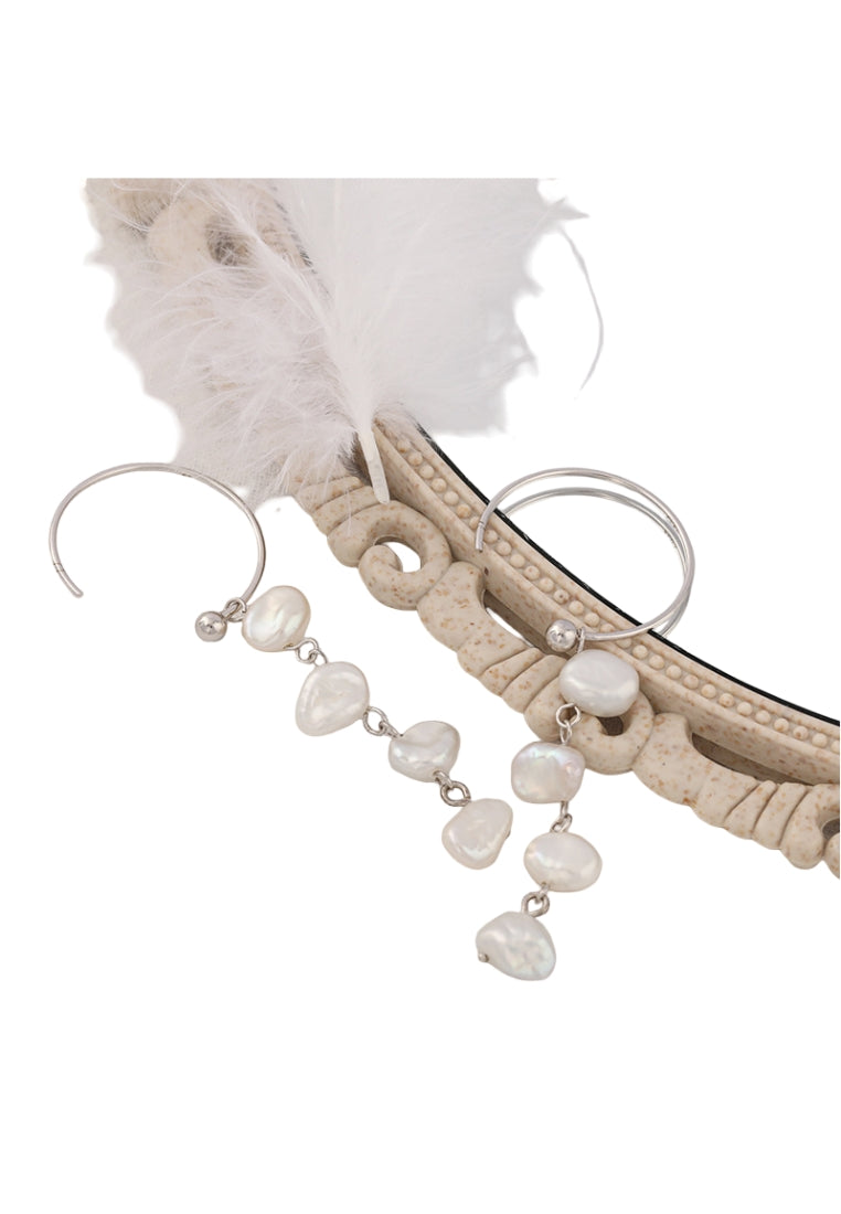 Baroque Irregular C Shaped Pearl Earrings for Women, Fashionable and Trendy