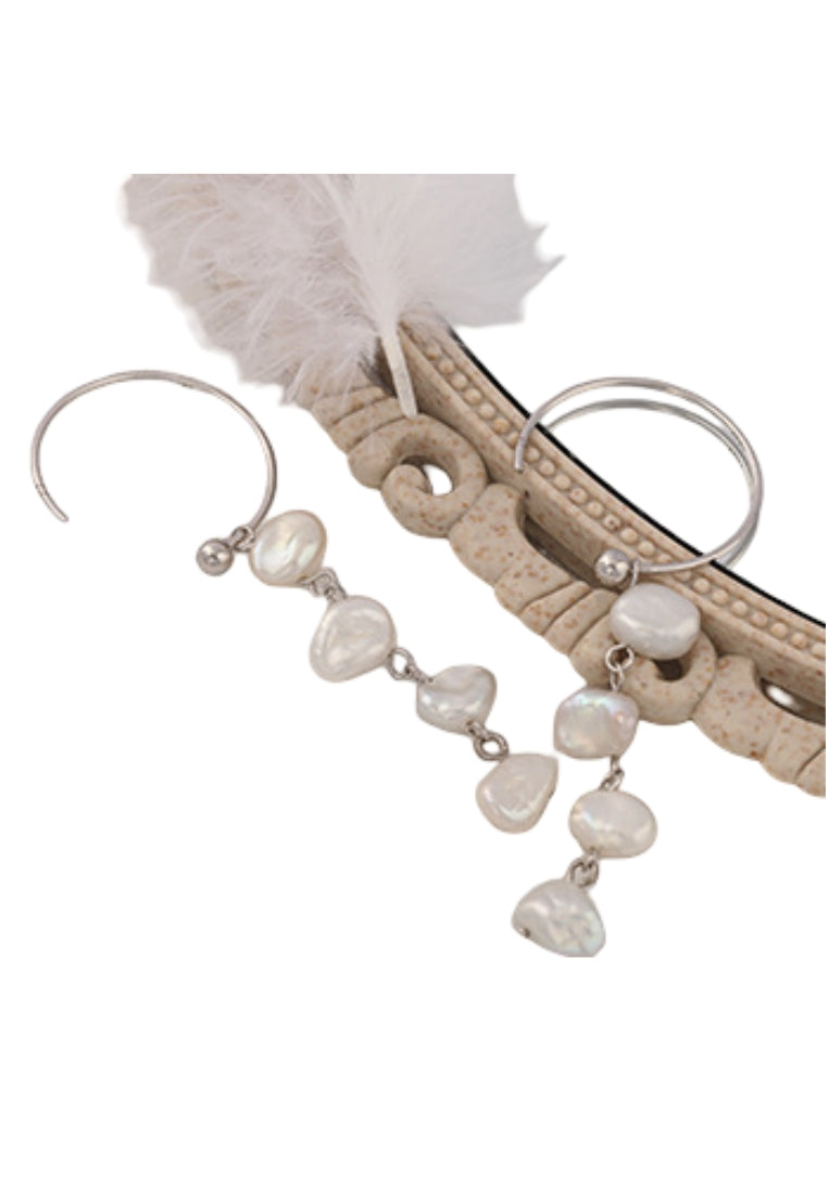 Baroque Irregular C Shaped Pearl Earrings for Women, Fashionable and Trendy