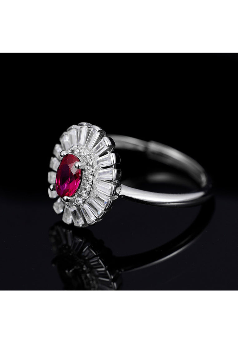 Rose Pure 925 Silver Sparkle Adjustable Ring