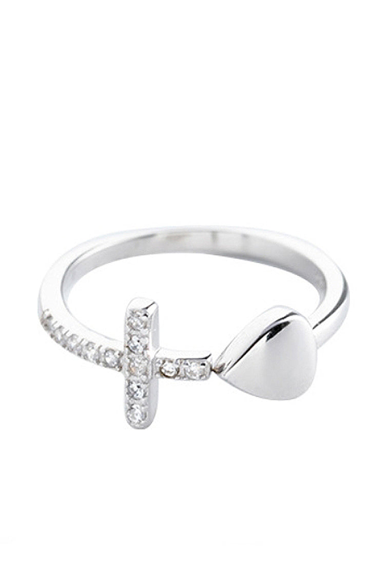 Simple cross rhinestone ring