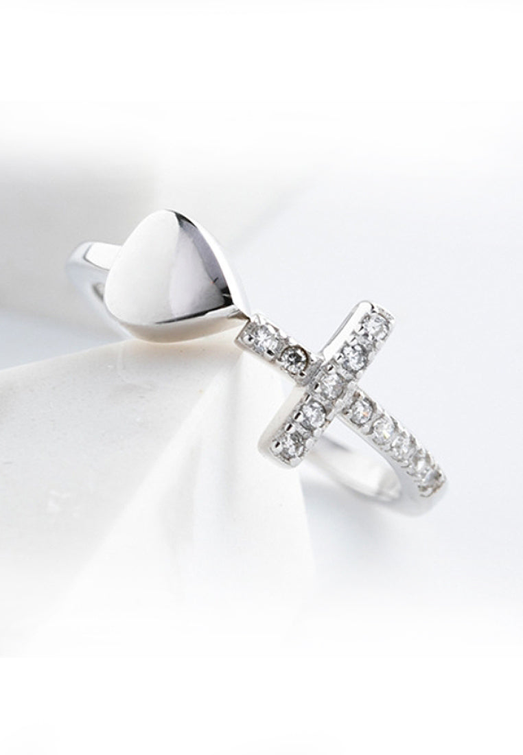 Simple cross rhinestone ring