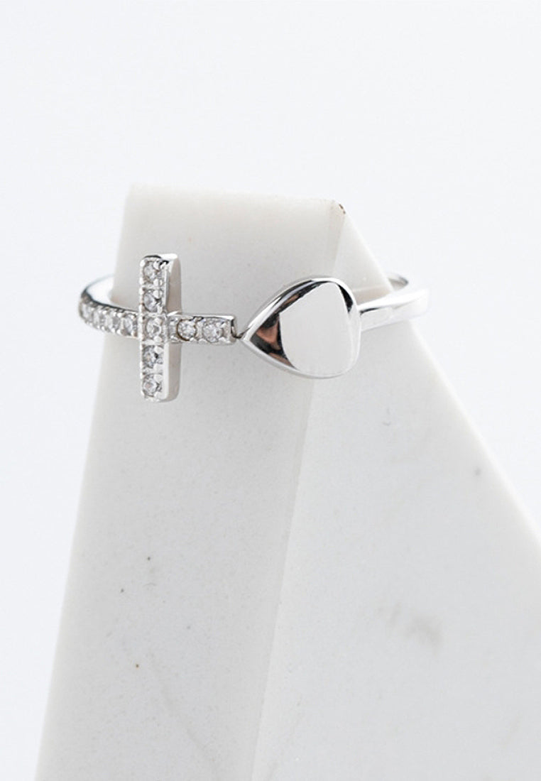 Simple cross rhinestone ring