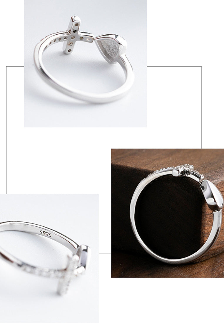 Simple cross rhinestone ring
