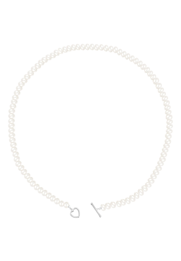 Heart OT Clasp Pearl Lockbone Chain