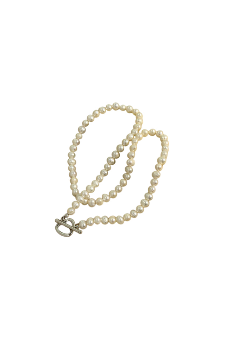 Heart OT Clasp Pearl Lockbone Chain