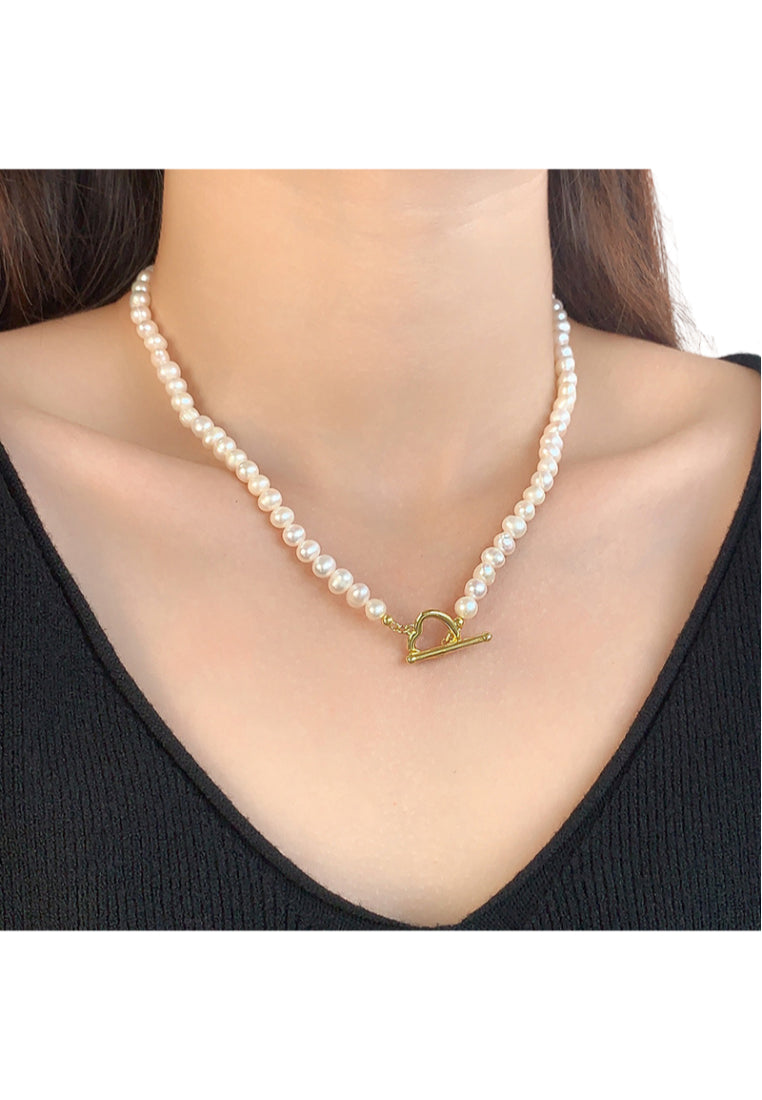 Heart OT Clasp Pearl Lockbone Chain