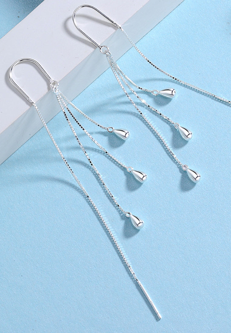 Drop -shaped flowing Soviet earrings