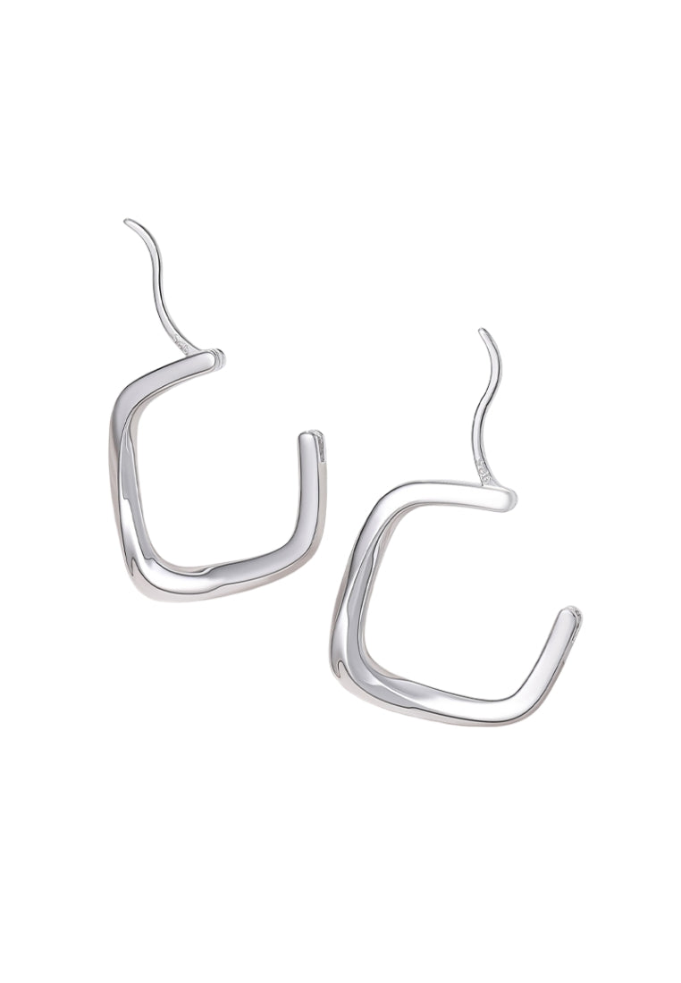 Heart Diamond Silver Earrings