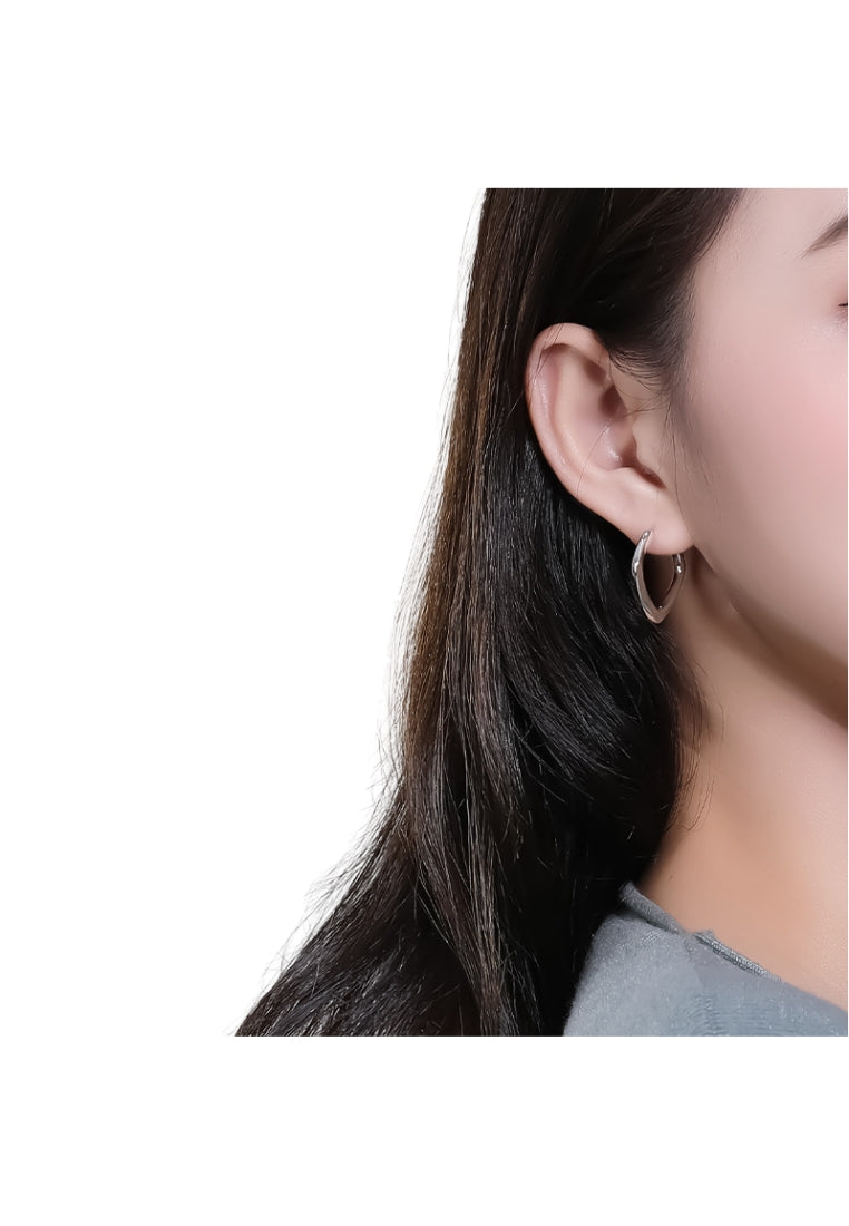 Heart Diamond Silver Earrings