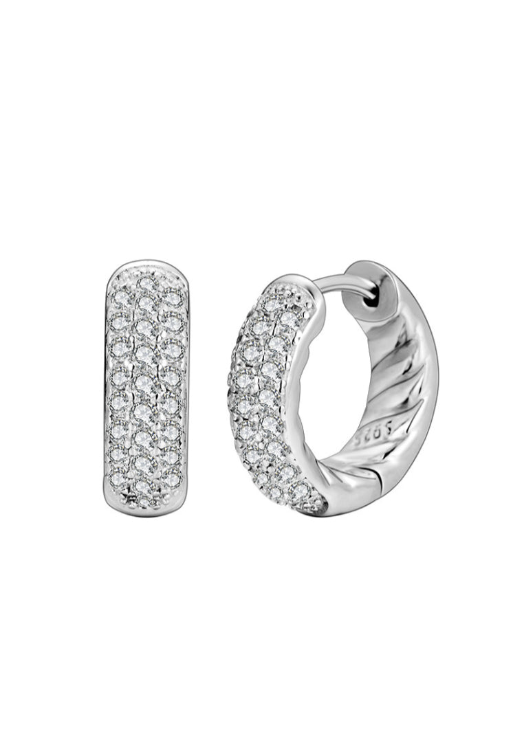 Luxury Micro Paved Zircon 925 Silver Hoop Earrings