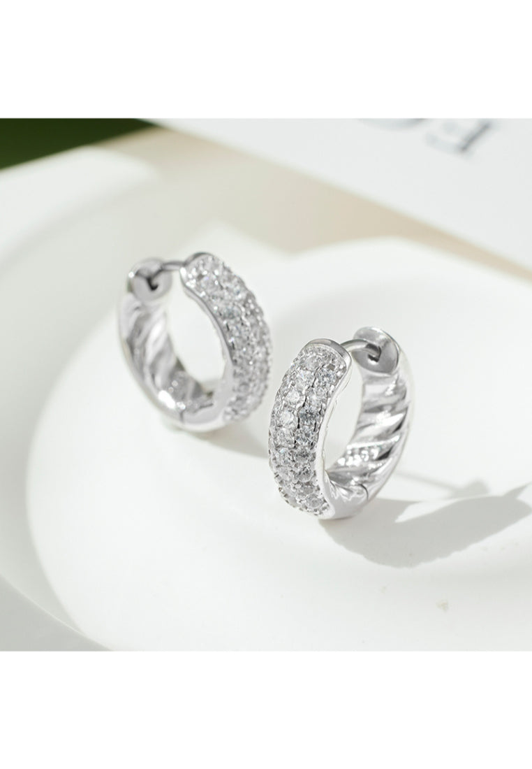 Luxury Micro Paved Zircon 925 Silver Hoop Earrings