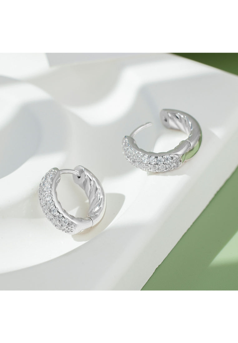 Luxury Micro Paved Zircon 925 Silver Hoop Earrings