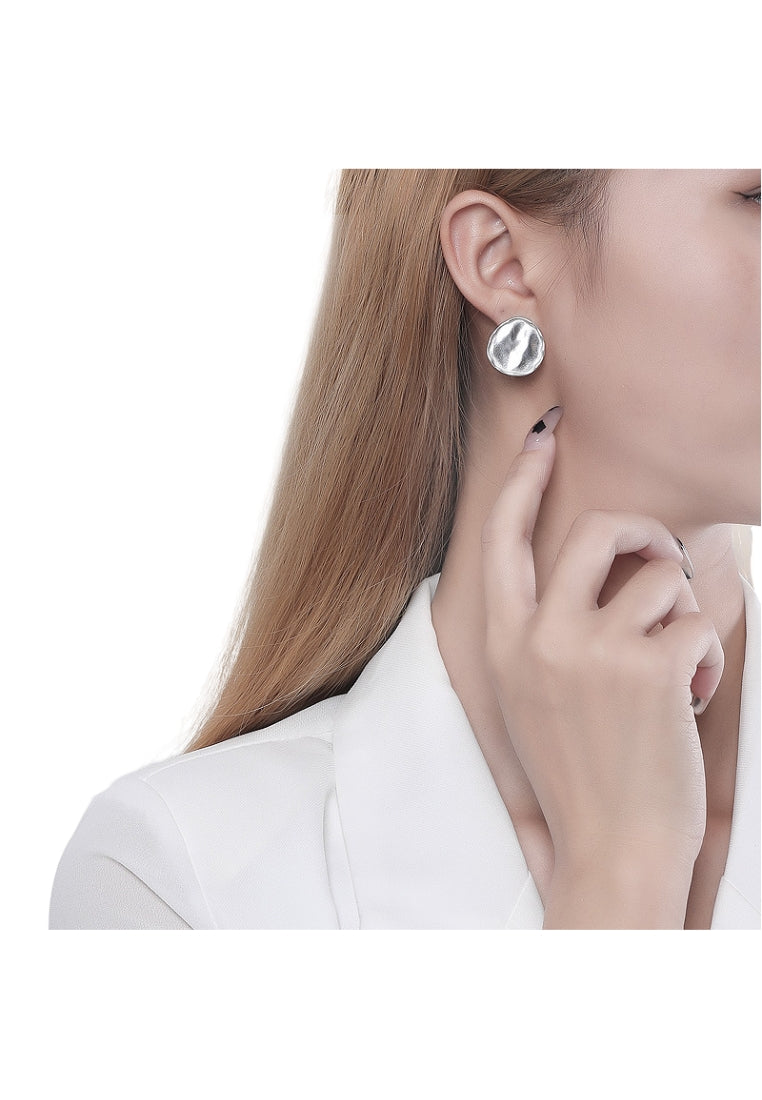 S925 silver convex lava geometric earrings