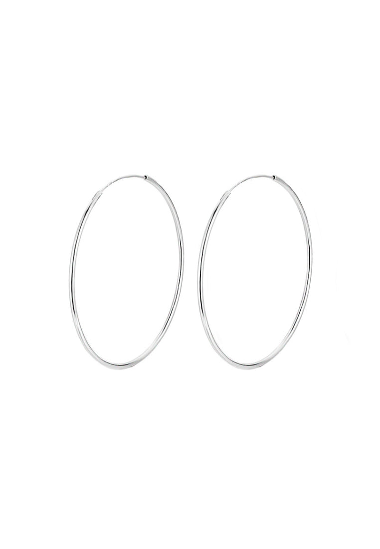 Minimalist Cold Tone 925 Silver Circular Earrings